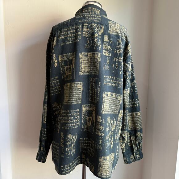 Chico’s Design Script Print Linen Blend Shirt Button Front Women’s XL 16 - Picture 5 of 10